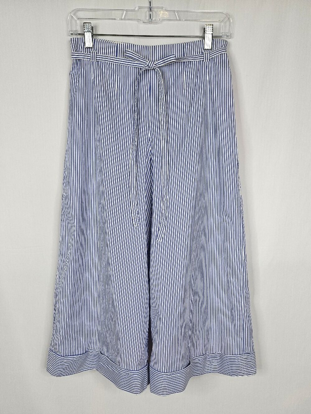 J. Crew | Striped Wide Leg Palazzo Capri Pants | Blue White | Size 4